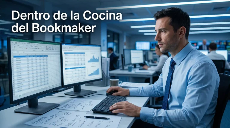 Analista de apuestas trabajando con modelos probabilísticos para formar cuotas de fútbol