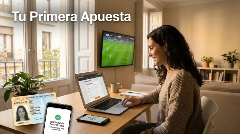 Persona registrándose en una casa de apuestas online desde España para apostar en la Premier League