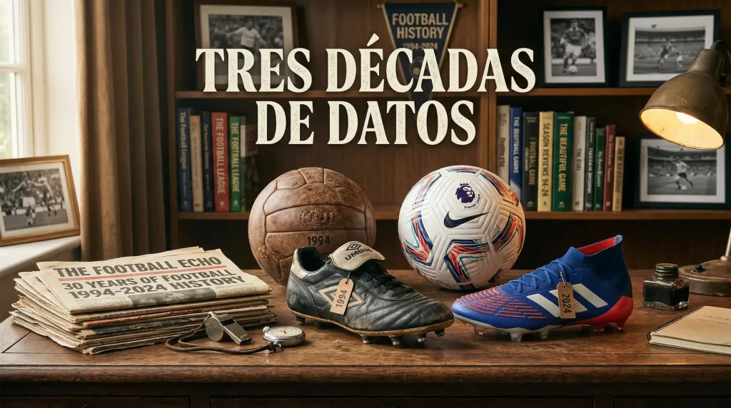 Collage histórico de momentos icónicos de la Premier League a lo largo de tres décadas