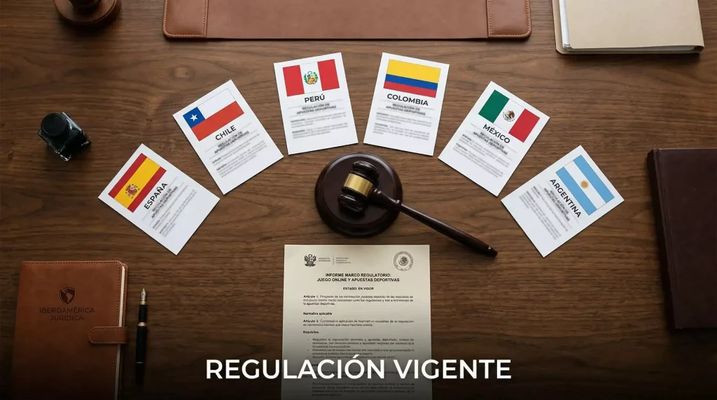 Mapa con banderas de España y Latinoamérica representando la regulación de apuestas en la Premier League