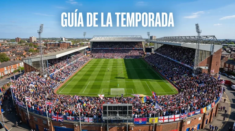 Vista panorámica de un estadio de la Premier League con los 20 equipos de la temporada 2025-26