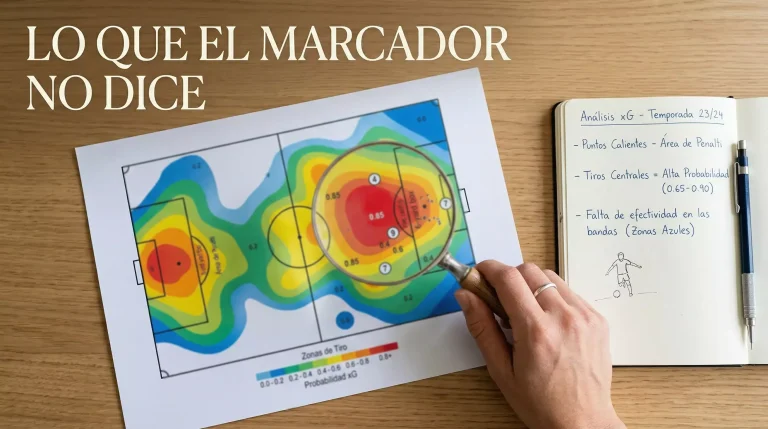 Diagrama de campo de fútbol con zonas de xG resaltadas para explicar Expected Goals en apuestas